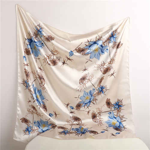 Pink Print Scarf Square Hijab, Multi-Color Silk Square Scarf for Muslim Women