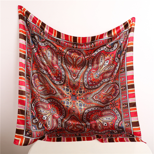 Pink Print Scarf Square Hijab, Multi-Color Silk Square Scarf for Muslim Women