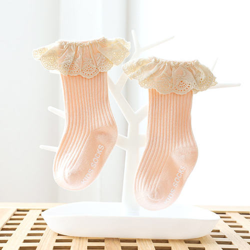 2022 New Cotton Anti Slip Baby Socks High Quality Lace Ruffle Princess Anti-slip Baby Socks