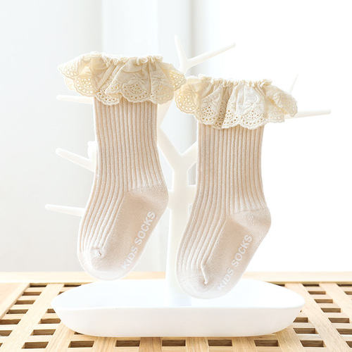 2022 New Cotton Anti Slip Baby Socks High Quality Lace Ruffle Princess Anti-slip Baby Socks