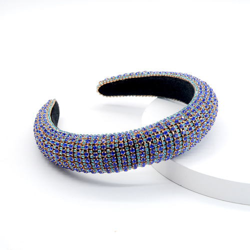  fashion european luxury women baroque multi crystal headband full colored rhinestone padded headband for women
