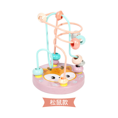 CHCC Wooden Mini Small Round Beads Toys Animal Wooden Round Beads Children's Enlightenment Early Education Toys