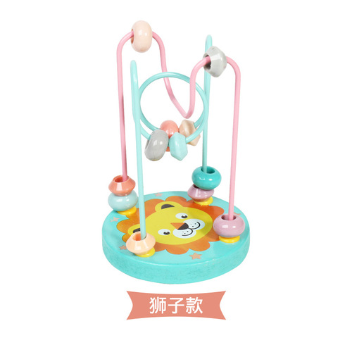 CHCC Wooden Mini Small Round Beads Toys Animal Wooden Round Beads Children's Enlightenment Early Education Toys