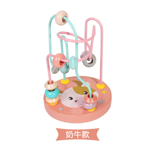 CHCC Wooden Mini Small Round Beads Toys Animal Wooden Round Beads Children's Enlightenment Early Education Toys