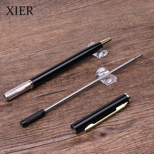 2023 Gift Promotional Ball Pen   Black White Slim Metal Body Twist Ballpoint Pen