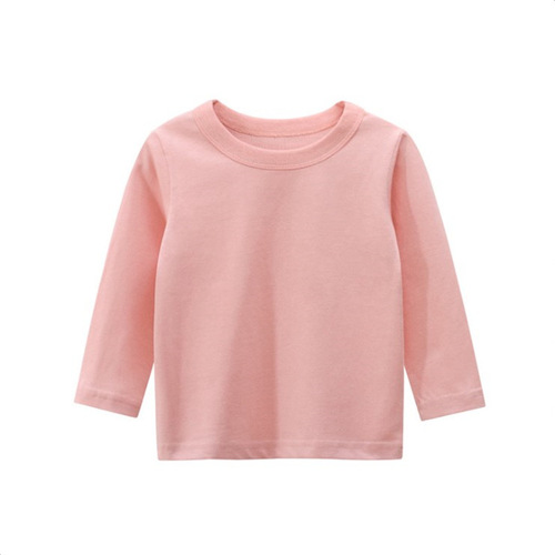    solid 6 color cotton round neck top Long sleeve children's   pullover hoodies T-shirt