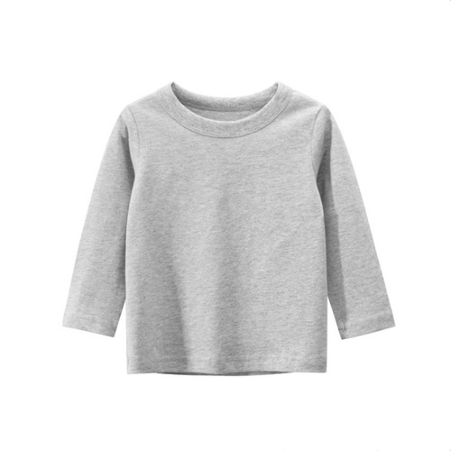    solid 6 color cotton round neck top Long sleeve children's   pullover hoodies T-shirt