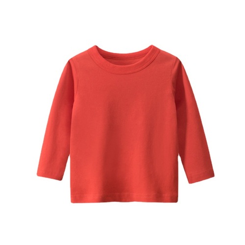    solid 6 color cotton round neck top Long sleeve children's   pullover hoodies T-shirt
