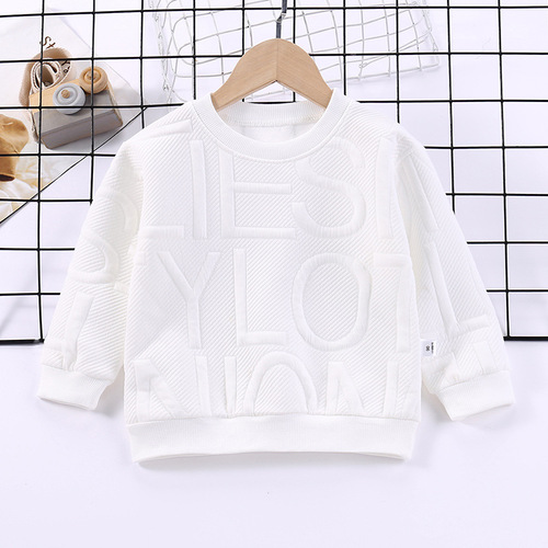 Children's Spring and Autumn Boys' Round Neck Pullover 3D Blank Hoodies High Quality Embossed Hoodie Puff Printing Hoodi