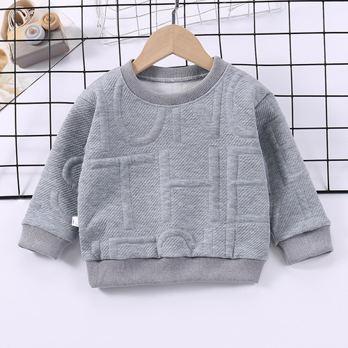 Children's Spring and Autumn Boys' Round Neck Pullover 3D Blank Hoodies High Quality Embossed Hoodie Puff Printing Hoodi