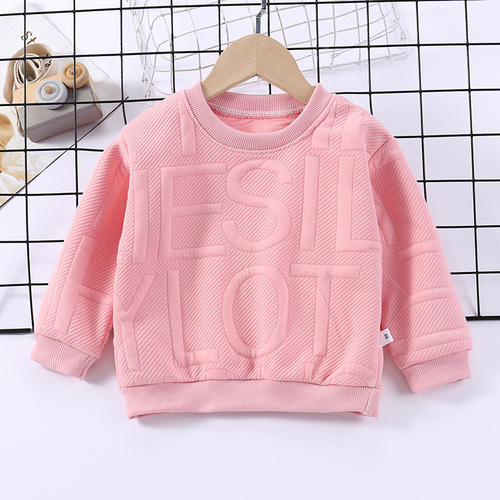 Children's Spring and Autumn Boys' Round Neck Pullover 3D Blank Hoodies High Quality Embossed Hoodie Puff Printing Hoodi