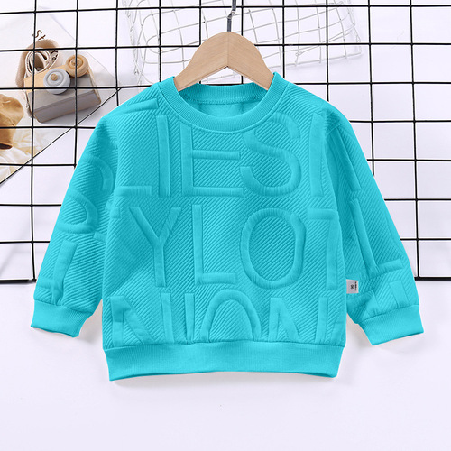 Children's Spring and Autumn Boys' Round Neck Pullover 3D Blank Hoodies High Quality Embossed Hoodie Puff Printing Hoodi