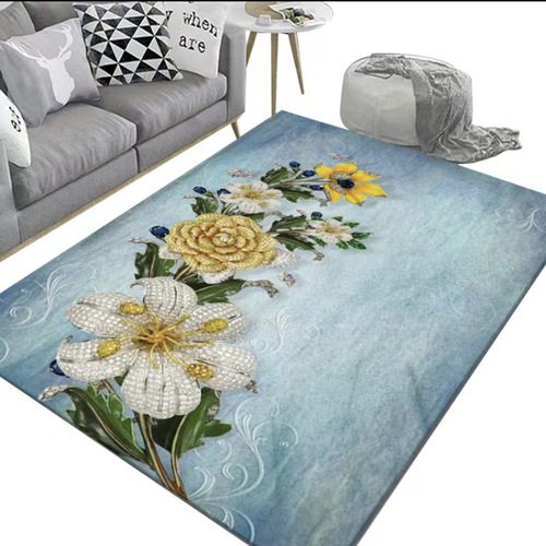 Living Room Bedroom Covered With Printed Carpet Household Large Area Hand-painted Machine Washable Floor Mats