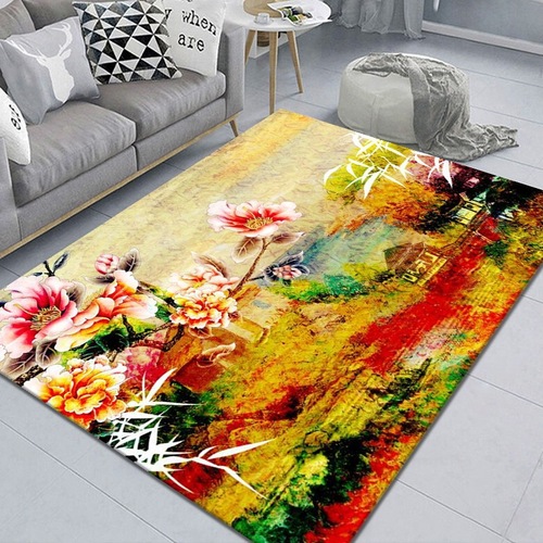 Living Room Bedroom Covered With Printed Carpet Household Large Area Hand-painted Machine Washable Floor Mats