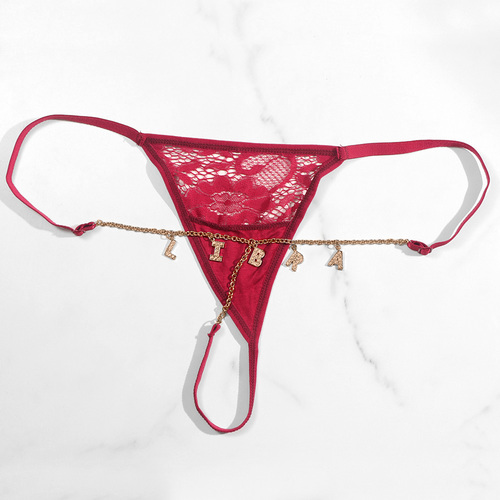Hot Selling Sexy  Name Lace Underpants 12 Zodiac Lace Thongs Body Chain For Women Beach Jewelry