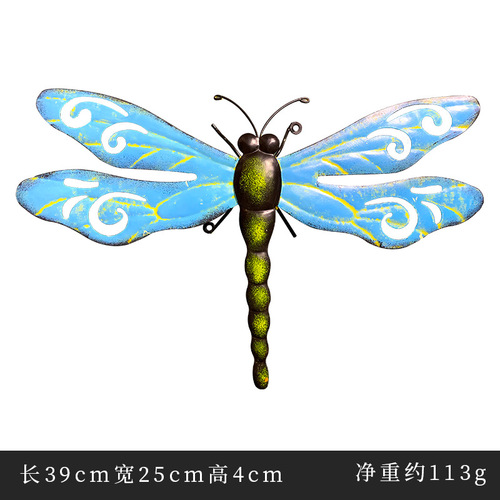 Wall Hanging Garden Balcony Lawn Porch Home Iron Art Indoor Outdoor Craft Backyard Farmhouse Metal Dragonfly Decor