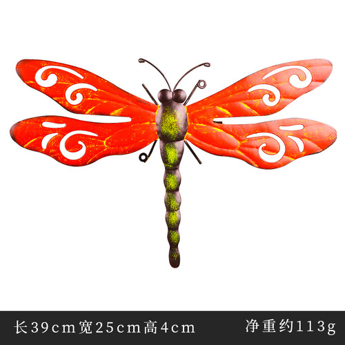 Wall Hanging Garden Balcony Lawn Porch Home Iron Art Indoor Outdoor Craft Backyard Farmhouse Metal Dragonfly Decor
