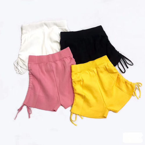 Mesh Red ins Shorts Women's High Waist Strap Side Split Casual Pants Tight Slim Elastic Wrap Hip Sexy Ice Silk Summer