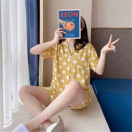 Pajamas Suit Women 2Pcs Short Sleeve Tops Shorts Sets Home Clothes Button-Down Pyjamas Pj's For Lady Lounge Sleepwear Fo