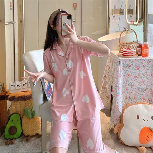 Pajamas Suit Women 2Pcs Short Sleeve Tops Shorts Sets Home Clothes Button-Down Pyjamas Pj's For Lady Lounge Sleepwear Fo