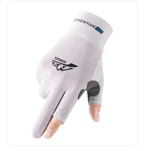 Summer ice silk men and women's UV protection fishing driving riding leakage two finger sunscreen gloves