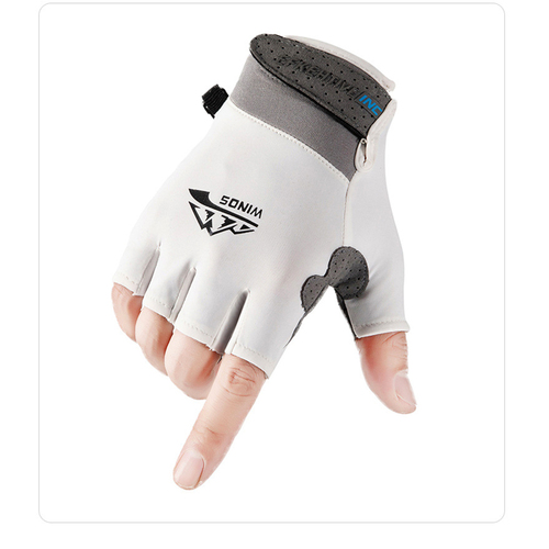 Summer ice silk men and women's UV protection fishing driving riding leakage two finger sunscreen gloves