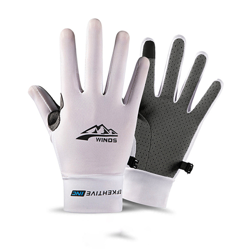 Summer ice silk men and women's UV protection fishing driving riding leakage two finger sunscreen gloves