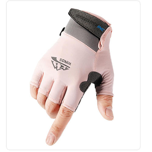 Summer ice silk men and women's UV protection fishing driving riding leakage two finger sunscreen gloves