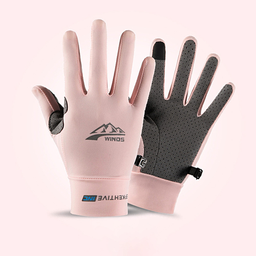 Summer ice silk men and women's UV protection fishing driving riding leakage two finger sunscreen gloves