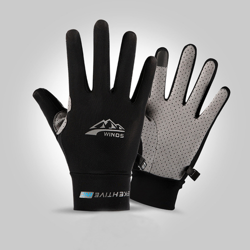 Summer ice silk men and women's UV protection fishing driving riding leakage two finger sunscreen gloves