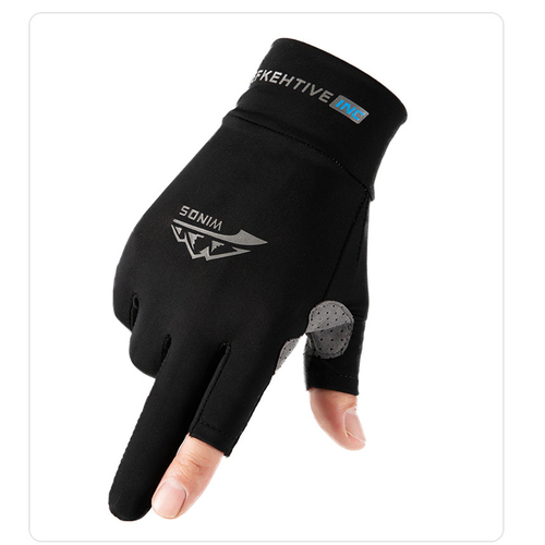 Summer ice silk men and women's UV protection fishing driving riding leakage two finger sunscreen gloves