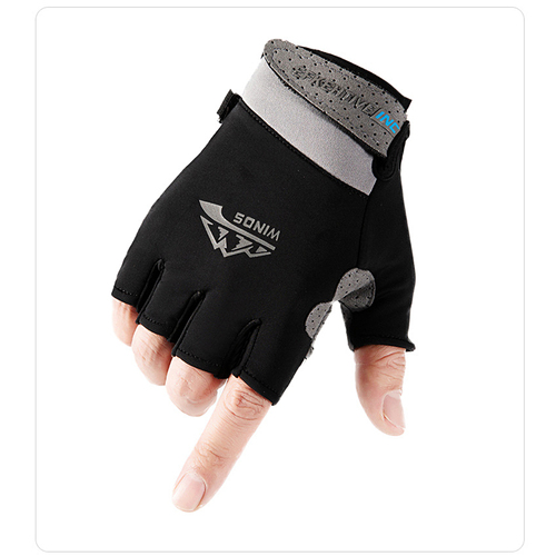 Summer ice silk men and women's UV protection fishing driving riding leakage two finger sunscreen gloves