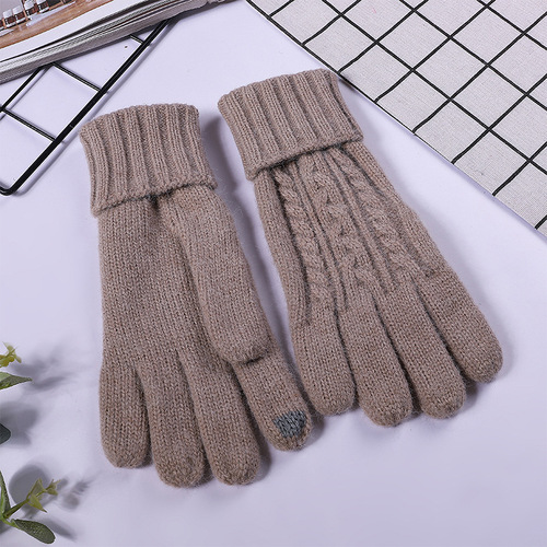 2021 New Arrival Women's Cable Knit Gloves Warm Winter Fleece Lining Touchscreen Gloves Cold Weather Warm Gloves Mittens