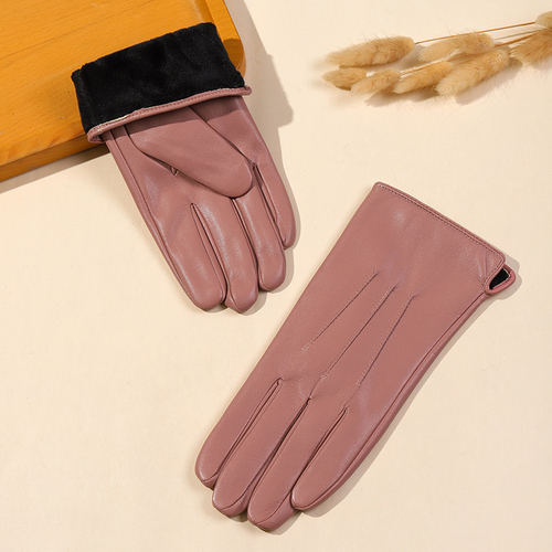 Winter multi-color fashion women's high-end PU touch screen leather gloves