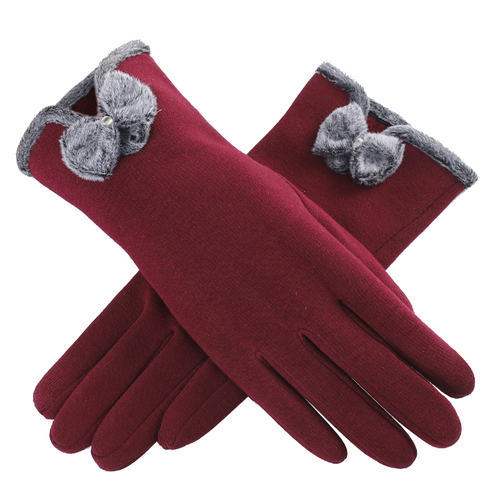 Bowknot Decoration Warm Gloves Ladies Winter Riding Gloves