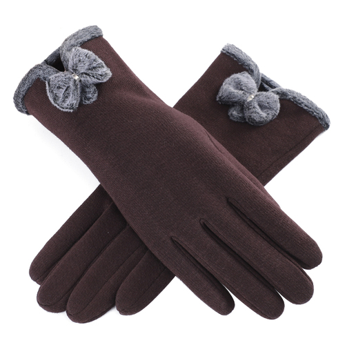 Bowknot Decoration Warm Gloves Ladies Winter Riding Gloves