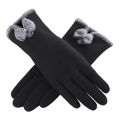 Bowknot Decoration Warm Gloves Ladies Winter Riding Gloves