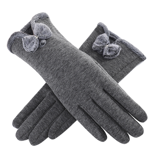 Bowknot Decoration Warm Gloves Ladies Winter Riding Gloves
