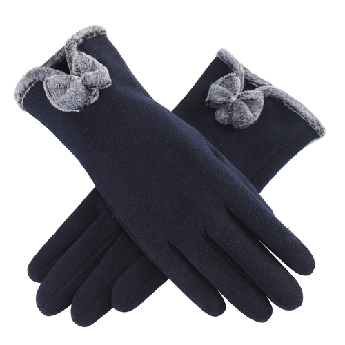 Bowknot Decoration Warm Gloves Ladies Winter Riding Gloves