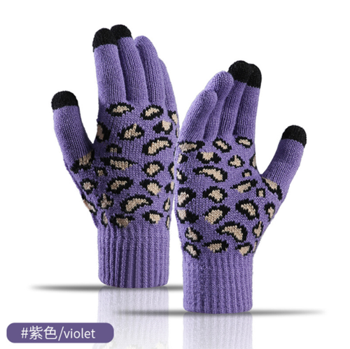 Women Winter Warm Knit Gloves outdoor Korean version leopard jacquard Warmers touch screen knitted gloves