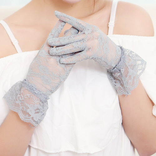 Woman Lace Sunscreen Sexy Gloves Lady Wedding Bride Lace Emcee Gloves Breathable Short Lace Fingers Gloves