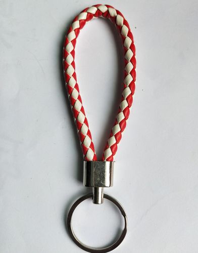 Luxury Colorful Leather Key Chains PU Leather Keychain Pop Metal Car Keyring Weave Braided Key chain
