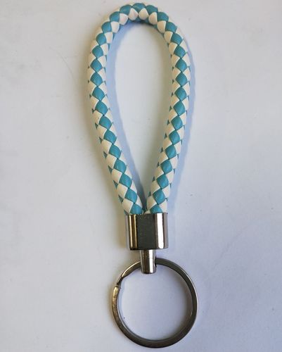 Luxury Colorful Leather Key Chains PU Leather Keychain Pop Metal Car Keyring Weave Braided Key chain