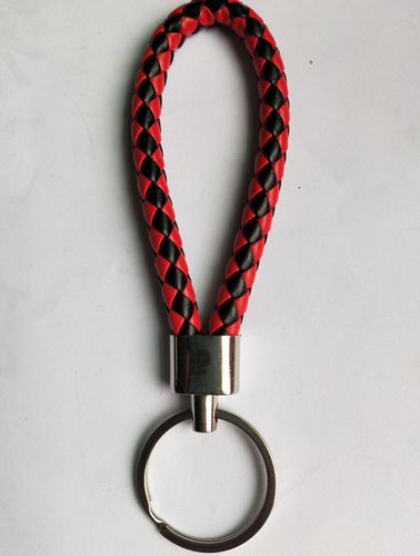 Luxury Colorful Leather Key Chains PU Leather Keychain Pop Metal Car Keyring Weave Braided Key chain