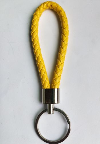 Luxury Colorful Leather Key Chains PU Leather Keychain Pop Metal Car Keyring Weave Braided Key chain