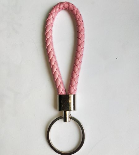 Luxury Colorful Leather Key Chains PU Leather Keychain Pop Metal Car Keyring Weave Braided Key chain