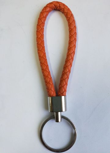 Luxury Colorful Leather Key Chains PU Leather Keychain Pop Metal Car Keyring Weave Braided Key chain