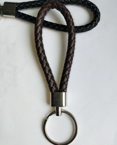 Luxury Colorful Leather Key Chains PU Leather Keychain Pop Metal Car Keyring Weave Braided Key chain