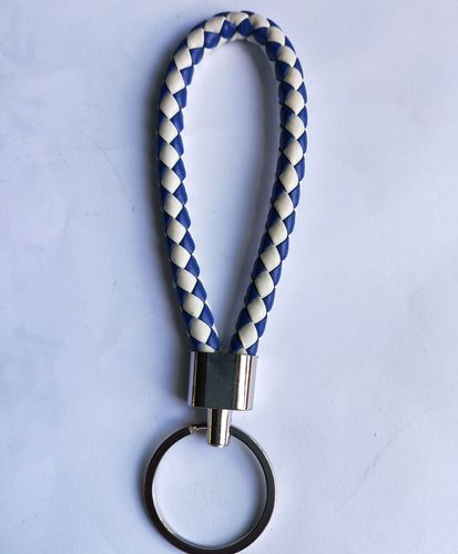 Luxury Colorful Leather Key Chains PU Leather Keychain Pop Metal Car Keyring Weave Braided Key chain