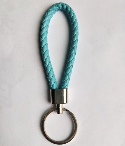 Luxury Colorful Leather Key Chains PU Leather Keychain Pop Metal Car Keyring Weave Braided Key chain